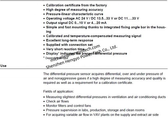 Siemens Original Differential Pressure Sensor Model QBM4100-1U with 1 Year Warranty