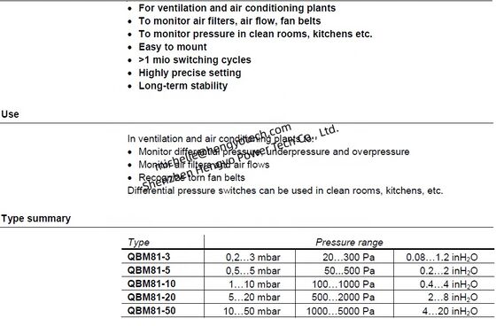 Siemens Original QBM81-3 Differential Pressure Switch with 1 Year Warranty from Germany