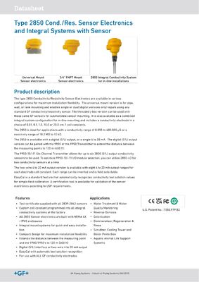 GF Signet Type 2850 Conductivity Resistivity System for Water Treatment Monitoring with Stainless Steel Plastic Material Original Brand New