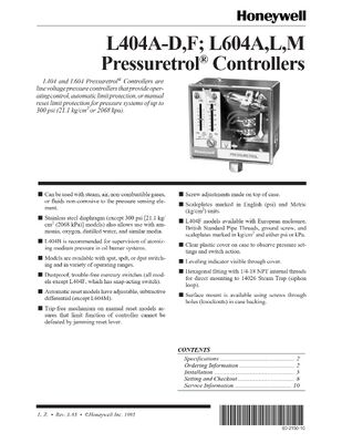 Honeywell Pressuretrol Controller L404F1102 for Industrial Automation with 1 Year Warranty and Original Brand New