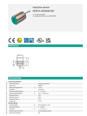 PEPPERL+FUCHS NCB15-30GM40-N0 Inductive Sensor for Industrial Automation with Plastic Material and One Year Warranty