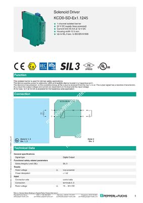 KCD0-SD-Ex1.1245 P+F Intrinsic Safety Barrier