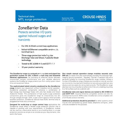 MTL Surge Protection Device Surge Arrestor with 1 Year Warranty Plastic Material for Industrial Equipment