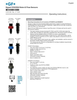GF Signet 515/2536 Rotor-X Flow Sensor for Industrial Automation with One Year Warranty and Original Brand New Condition
