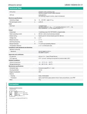 PEPPERL+FUCHS Ultrasonic Sensor UB300-18GM40-E5-V1 with Stainless Steel Construction for Industrial Automation and Universal Motor Type