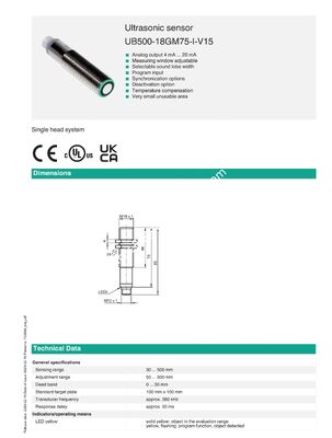 PEPPERL+FUCHS Stainless Steel Ultrasonic Sensor for Industrial Automation with One Year Warranty