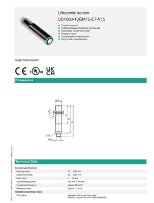 PEPPERL+FUCHS Stainless Steel Ultrasonic Sensor for Industrial Automation with One Year Warranty