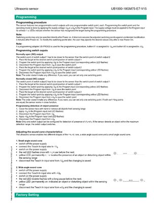 PEPPERL+FUCHS Ultrasonic Sensor UB1000-18GM75-E7-V15