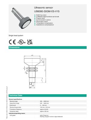 PEPPERL+FUCHS Stainless Steel Ultrasonic Sensor for Industrial Automation with One Year Warranty