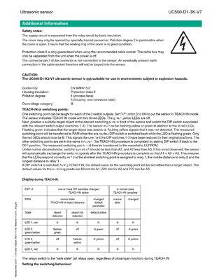 PEPPERL+FUCHS Ultrasonic Sensor UC500-D1-3K-V7 with 0.01% FS Accuracy and IP65 Protection for Industrial Automation