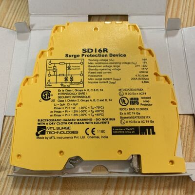 Eaton SD16R 16V DIN Rail Mount Intrinsically Safe Surge Protector for 4-20mA Signal Loops