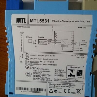 MTL5531 MTL Safety Barrier Eaton Crouse-Hinds series MTL5500 Vibration Transducer Interface, 1 channel, Pulse and Vibration