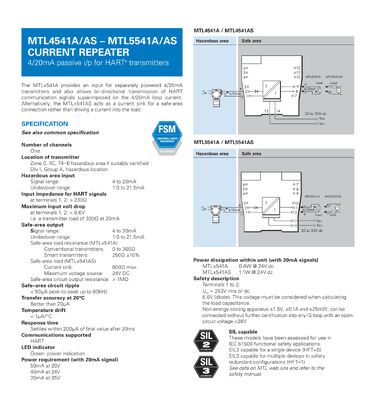 MTL5541A MTL Intrinsic Safety Isolators Safe Barrier
