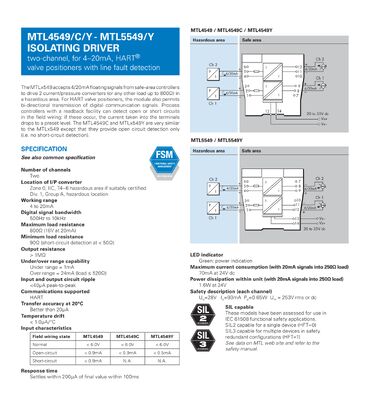MTL5549Y MTL Isolator Barriers Isolating Driver