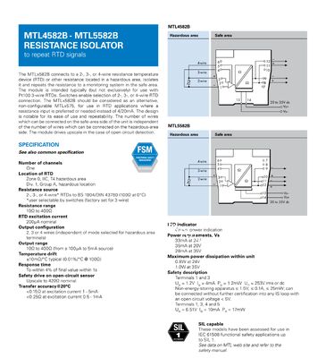 MTL5582B MTL Safe Barrier Intrinsic Safety Isolators Resistance Isolator