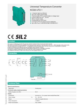PEPPERL+FUCHS Isolated Barrier Universal Temperature Converter KCD2-UT2-Ex1