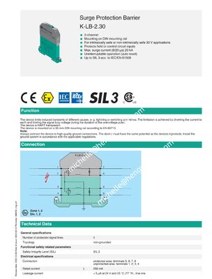 Pepperl+Fuchs 2-channel Surge Protection Barrier with 20 kA Surge Current and SIL 3 Compliance