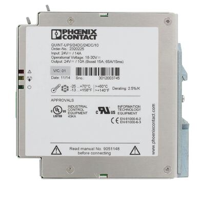 QUINT-UPS/ 24DC/ 24DC/10 Phoenix Contact UPS Uninterruptible power supply 2320225 with IQ technology for DIN rail mounting, input 24 V DC, output 24 V DC/10 A