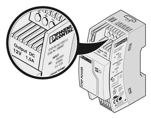STEP-PS/1AC/12DC/1.5 Phoenix Contact Power Supply 2868567