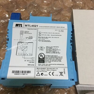 MTL4521 Eaton Crouse-Hinds series MTL4500 solenoid/alarm driver 1 channel Digital output 20-35 Vdc 1.4W at 24V dissipation 90mA at 24V current consumption LED indication