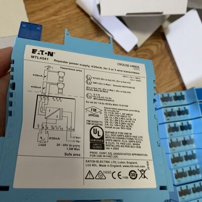 Eaton MTL4541A Intrinsic Safety Barrier with HART Communication and 4-20mA Signal for Zone 0 Hazardous Areas